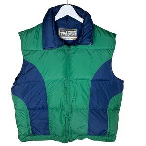 Vintage 80s Montgomery Ward Green & Blue Nylon Puffer Vest, Size Large